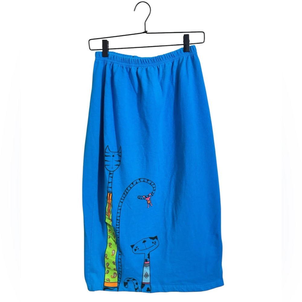 Vintage 90s Cite Blue Cat Cartoon Print Skirt Petite Large